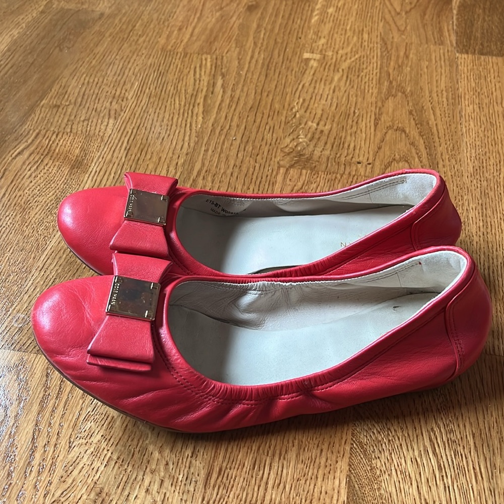 Cole Haan Red Flats with Bow Accent
